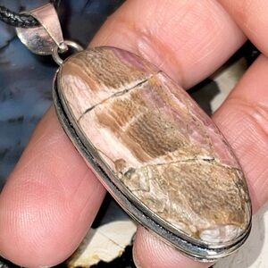 Pink Rhodochrosite in Pyrite Pendant 2 1/4”